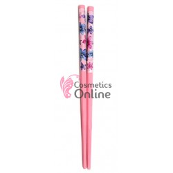 Betisoare chinezesti din bambus pentru par, set 2 bucati BBS002DD Roz cu floricele